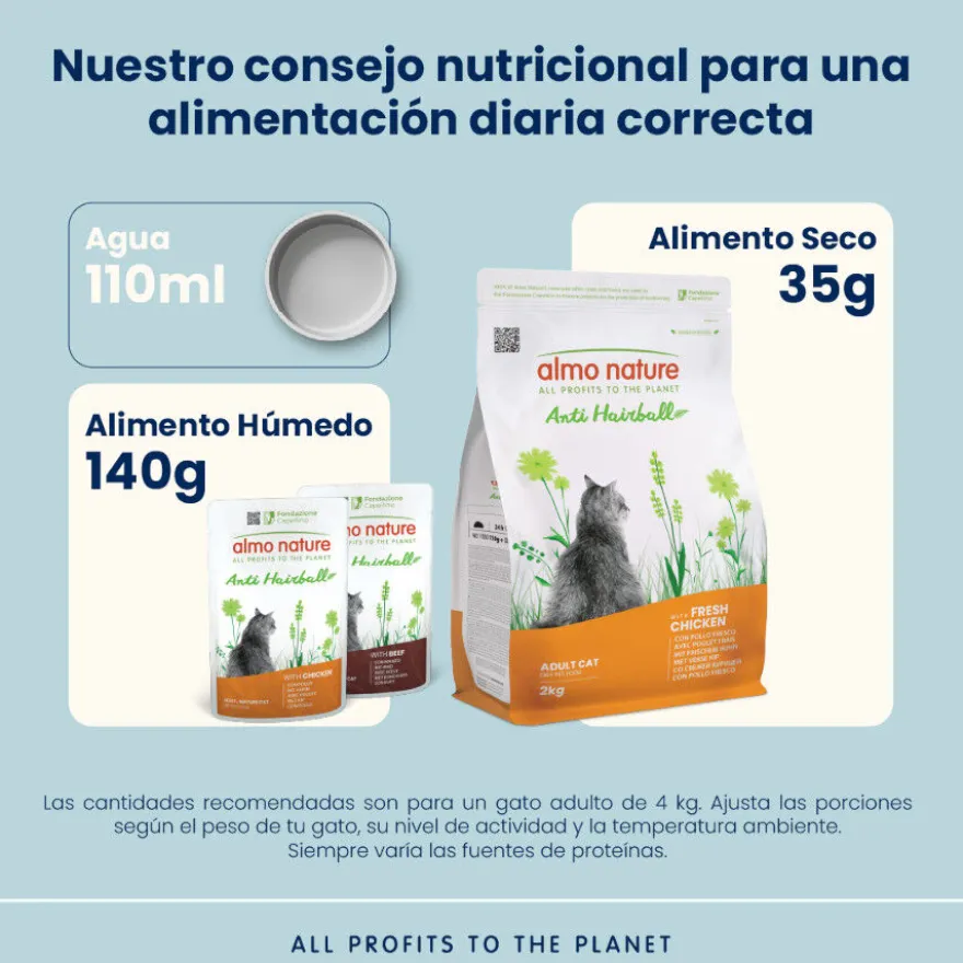 Almo Nature Anti Hairball Chicken comida para gatos