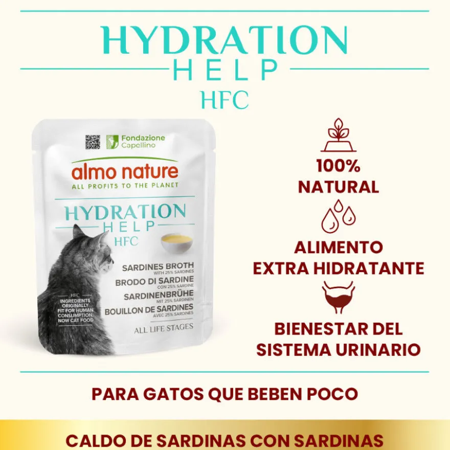 Almo Nature HFC Hydration Help Sardinhas com Caldo sachê para gatos
