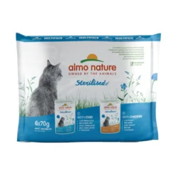 Almo Nature Sterilised Bacalhau e Frango saquetas para gatos - Multipack 6