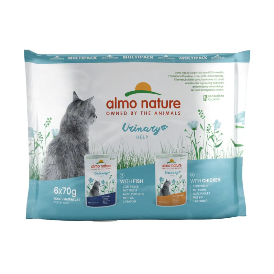Almo Nature Urinary Help Peixe e Frango saquetas para gatos – Multipack 6
