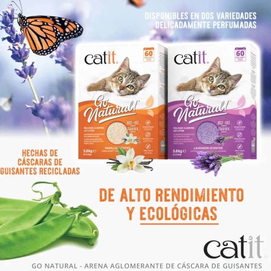 Catit Go Natura! Areia com casca de ervilha com aroma a baunilha para gatos