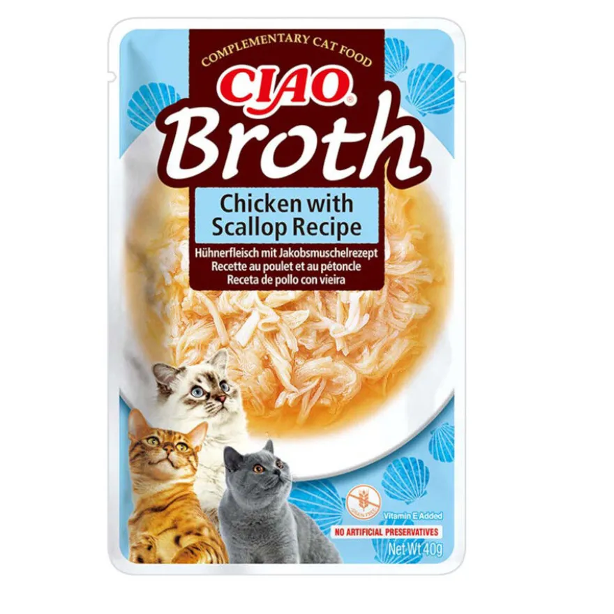 Churu Broth Comida húmida Sopa de Frango com Salmão para gatos