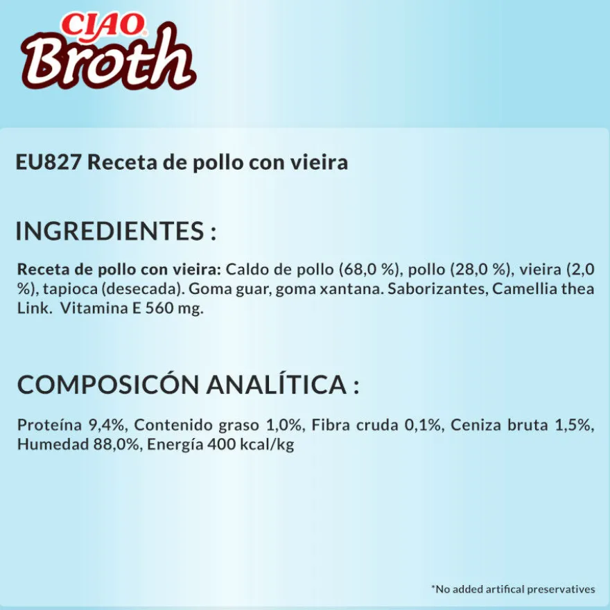 Churu Broth Comida húmida Sopa de Frango com Salmão para gatos