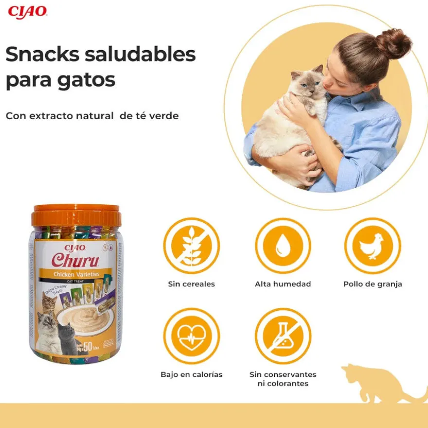 Churu Snack Cremoso Variedades de Frango para gatos - Pack 50