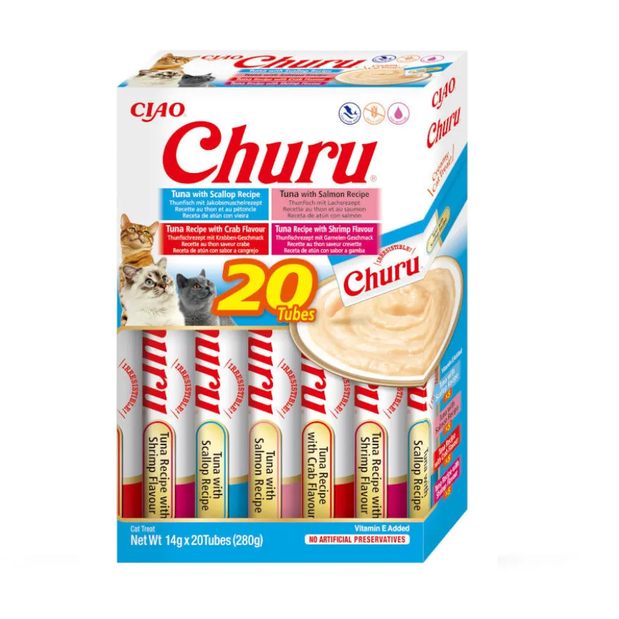 Churu Snack Líquido Variedades de Atum com Marisco para Gatos