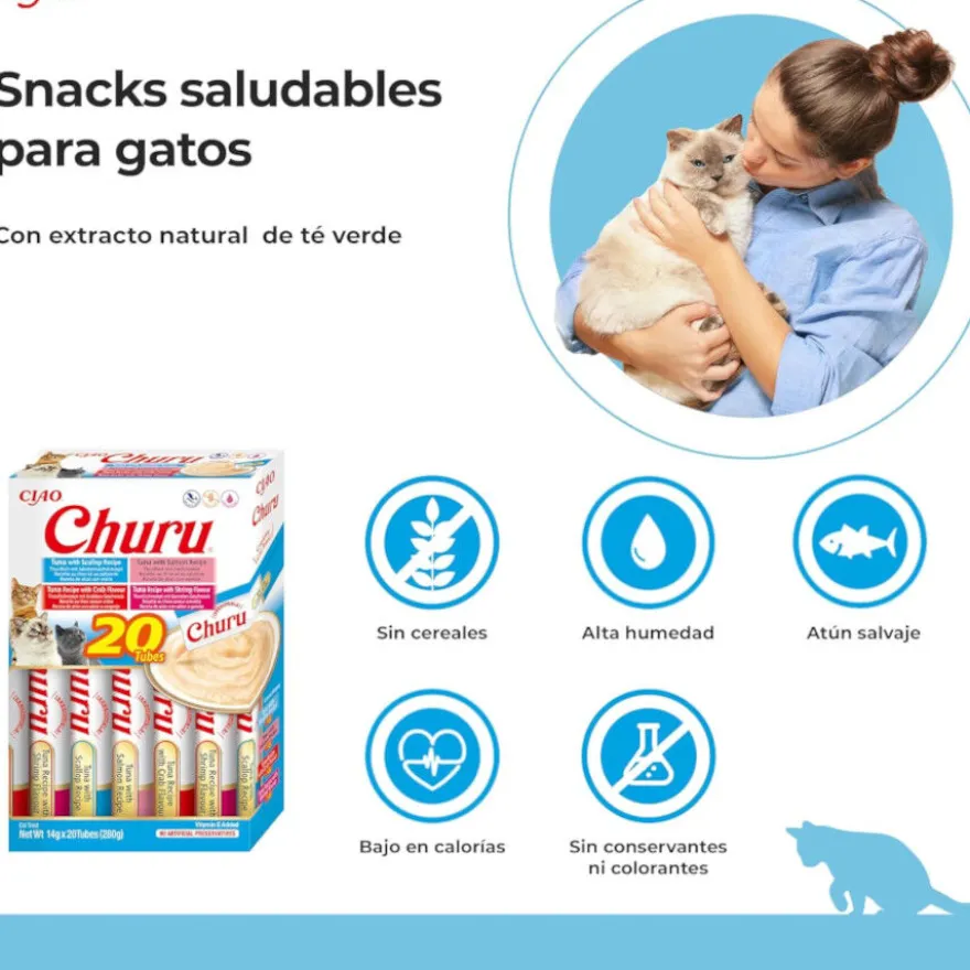 Churu Snack Líquido Variedades de Atum com Marisco para Gatos