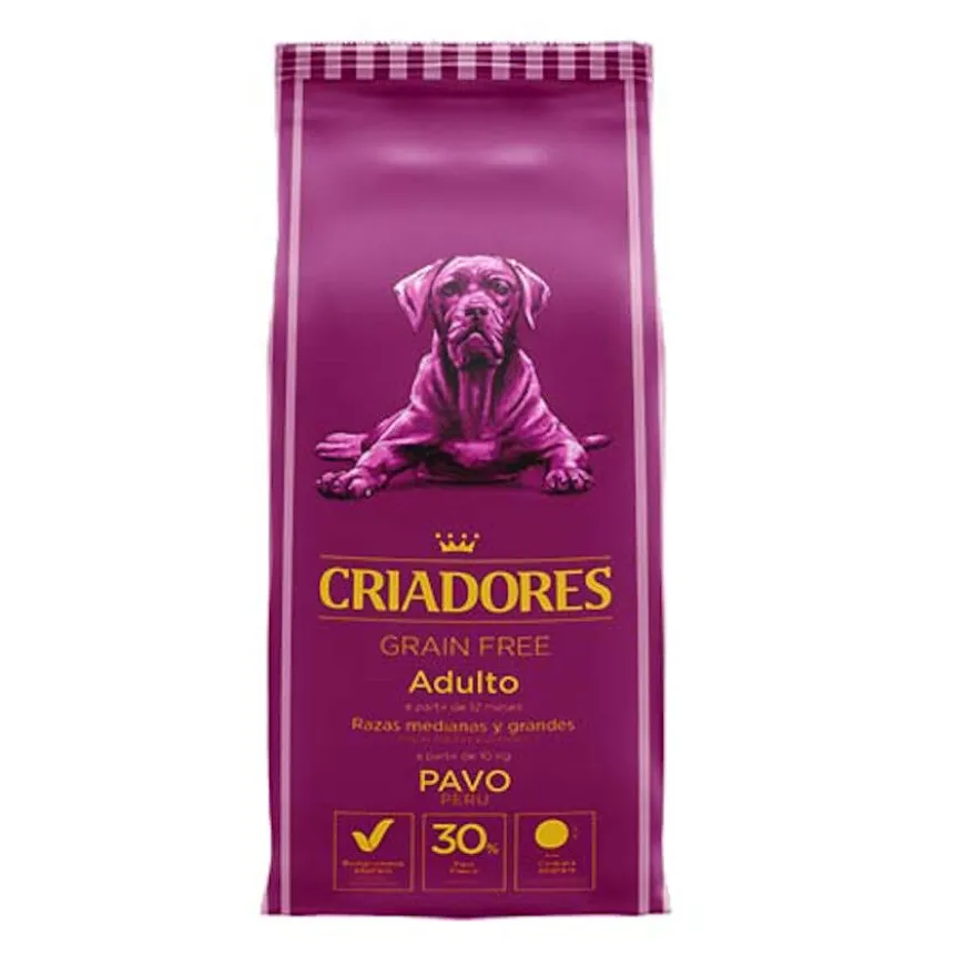 Criadores Grain Free Peru ração cães raças médias e grandes