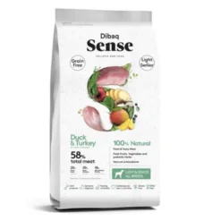 Dibaq Sense Free Light e Senior pato e peru ração para cães
