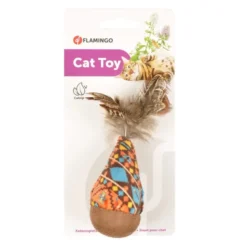 Flamingo Brinquedo Balancim com penas para gatos
