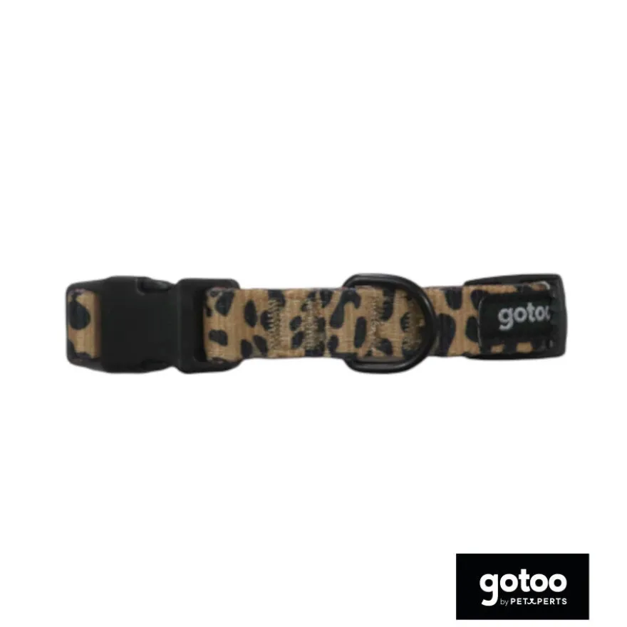 Gotoo Coleira estampada leopardo castanha para cães