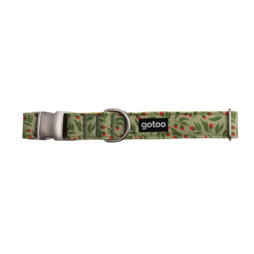 Gotoo Coleira estampada verde para cães