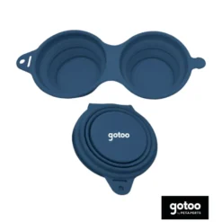 Gotoo Comedouro Portátil Duplo em Silicone Azul para cães e gatos
