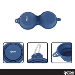 Gotoo Comedouro Portátil Duplo em Silicone Azul para cães e gatos