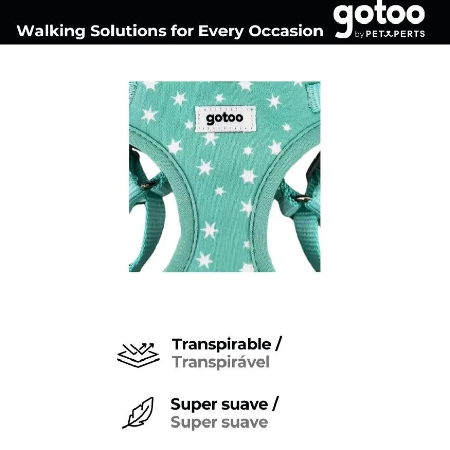 Gotoo Peitoral estampado estrelas verde menta para cães