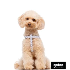 Gotoo Peitoral estampado xadrez vichy cinza para cães