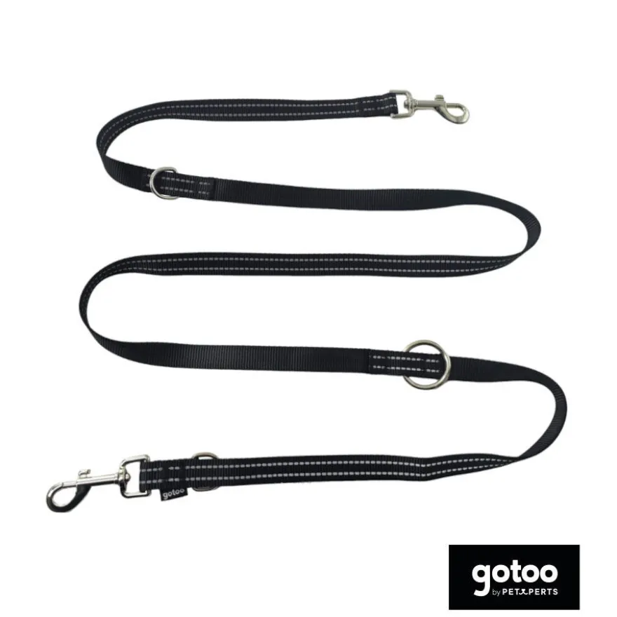Gotoo Trela multiposição ajustável preta para cães