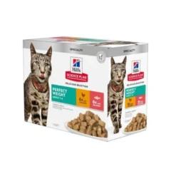 Hill's Science Plan Perfect Weight Salmão e Frango saqueta para gatos - Multipack 12