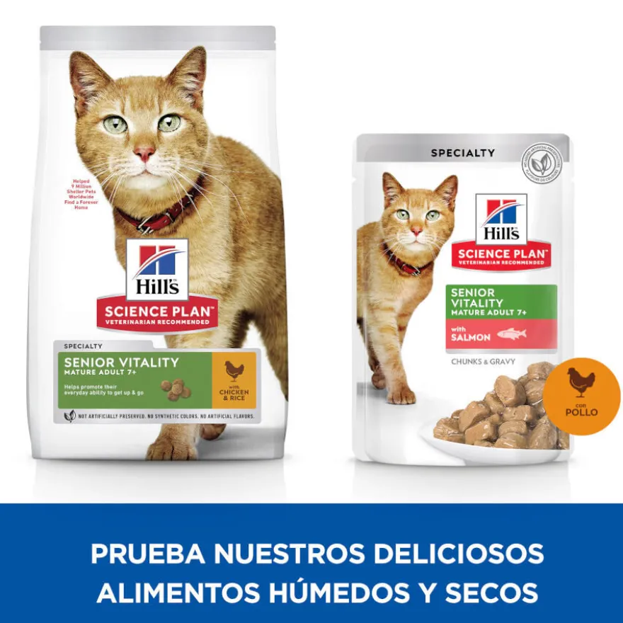 Hill's Science Plan Senior Vitality Sachê de frango e salmão em molho para gatos