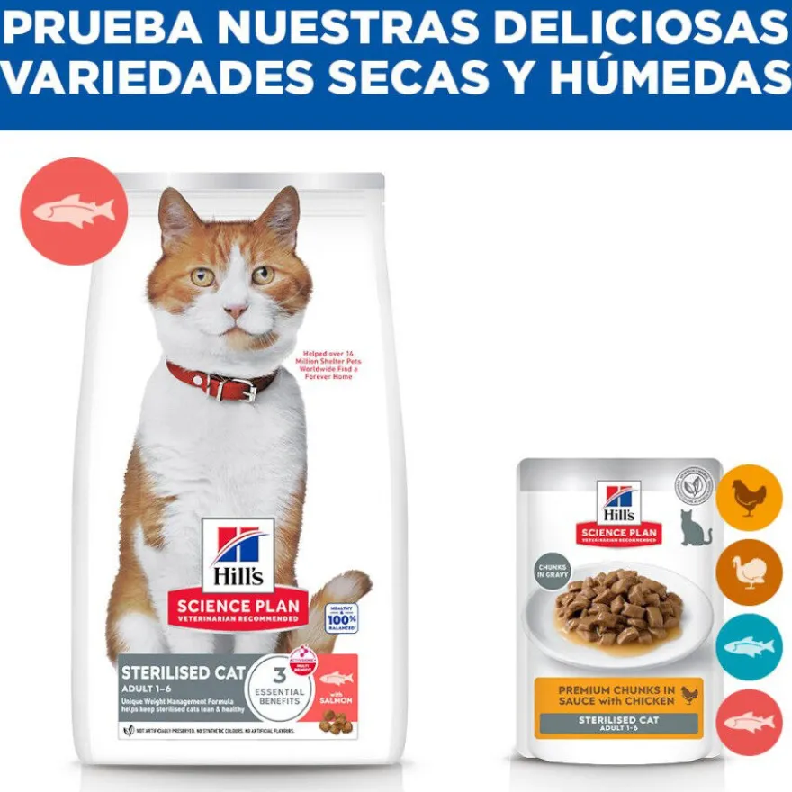 Hill's Science Plan Sterilised Ração de salmão para gatos