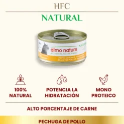 Lata Almo Nature HFC Natural comida com frango para gatos