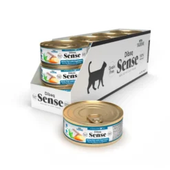 Lata de peixe branco sem grãos esterilizados Dibaq Sense com vegetais para gatos