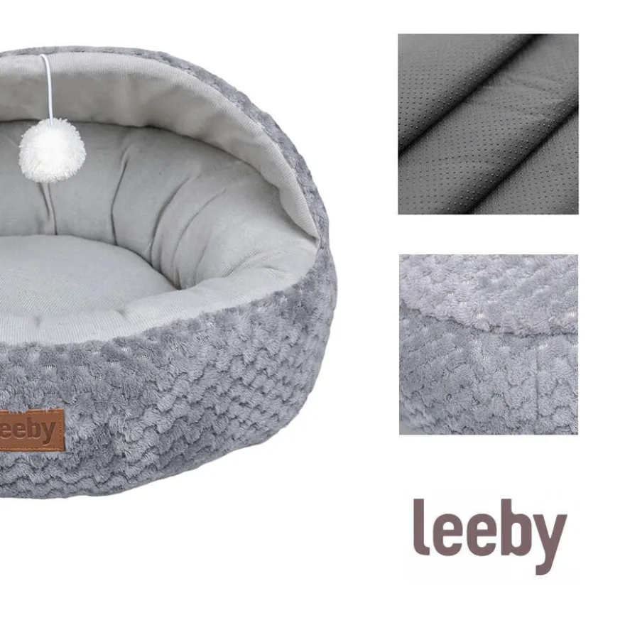 Leeby Alcofa Cinzenta e Branca com Brinquedo para gatos
