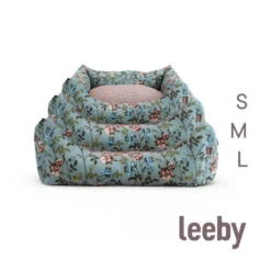 Leeby Alcofa com Capa Amovível Turquesa com Flores para cães