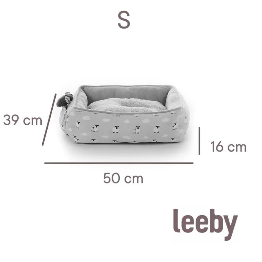 Leeby Alcofa de ovelhas com almofada amovível e brinquedo para cachorros