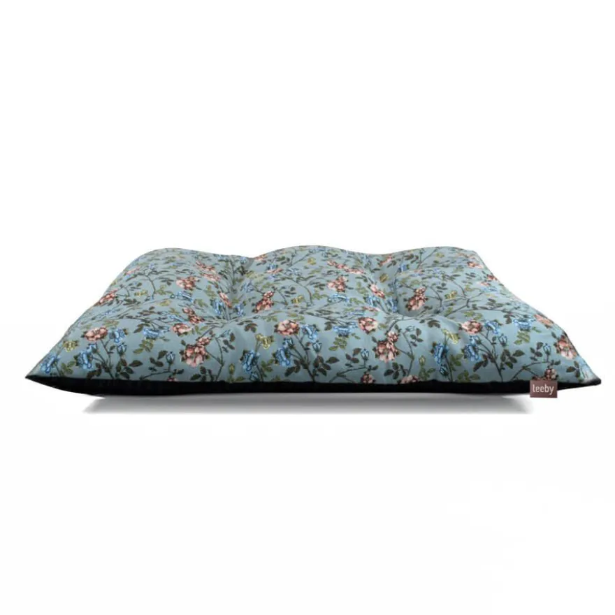 Leeby Almofada Acolchoada Turquesa com Flores para cães