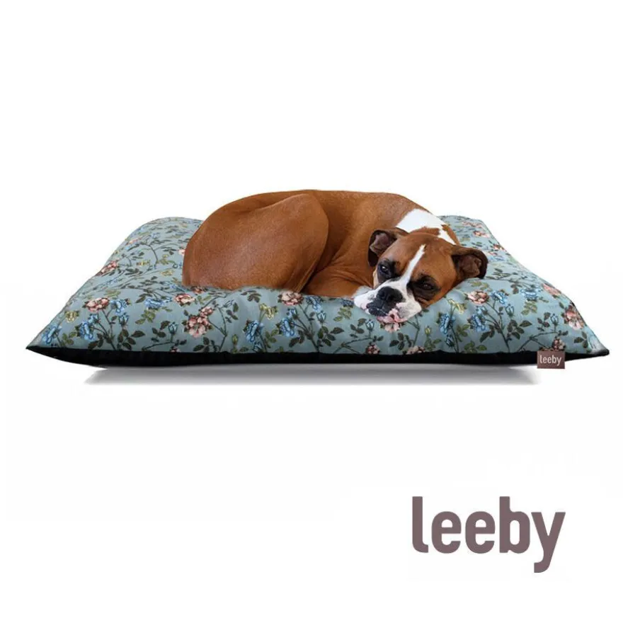 Leeby Almofada Acolchoada Turquesa com Flores para cães