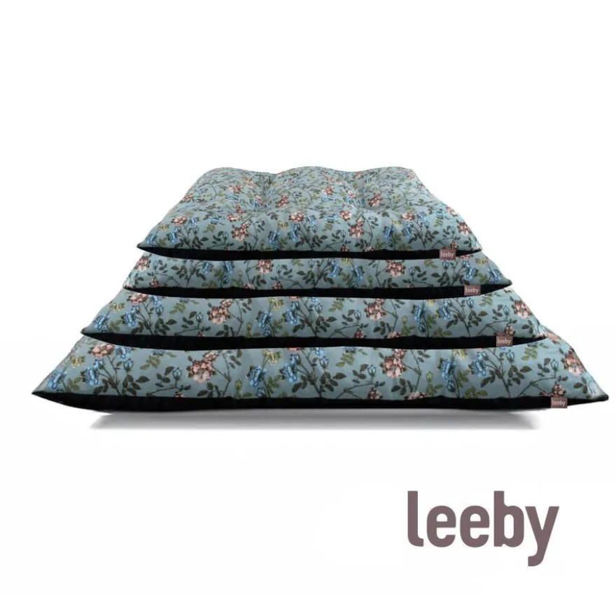 Leeby Almofada Acolchoada Turquesa com Flores para cães