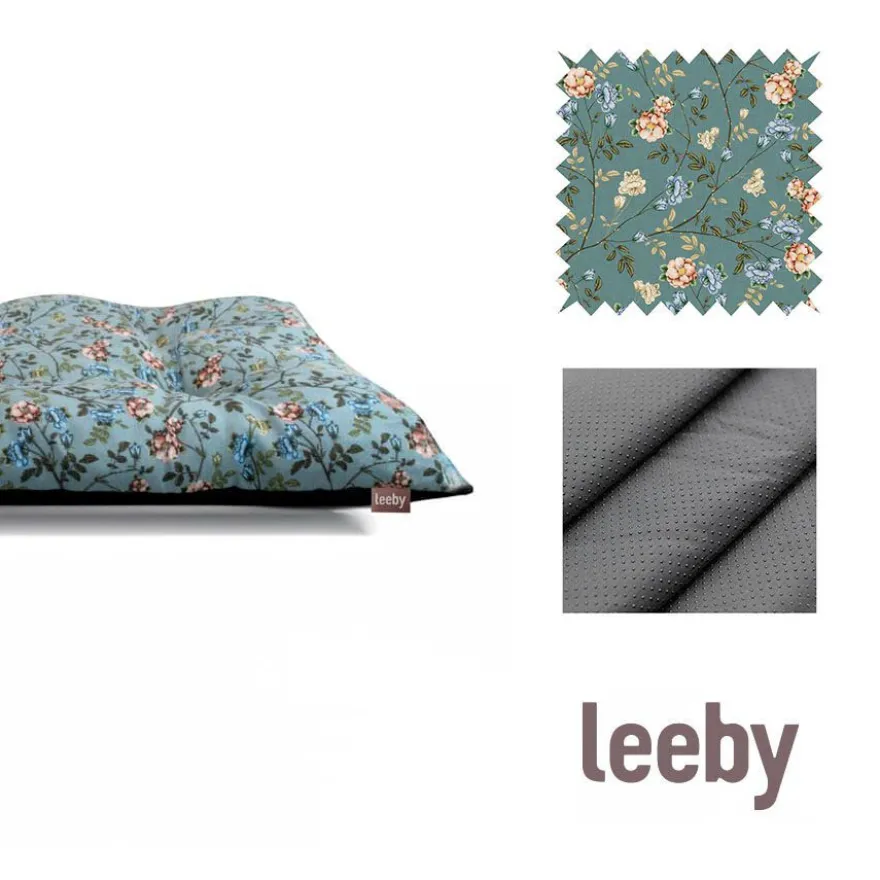 Leeby Almofada Acolchoada Turquesa com Flores para cães