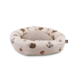 Leeby Cama Donut Antiderrapante Branca com Ouriços para gatos