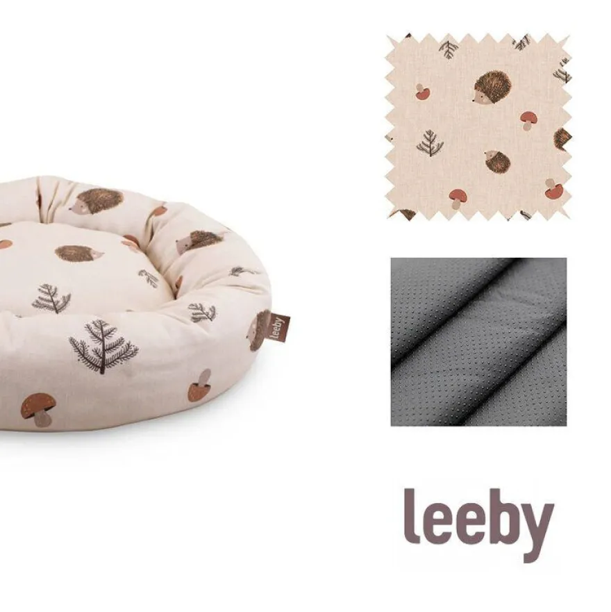 Leeby Cama Donut Antiderrapante Branca com Ouriços para gatos