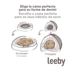 Leeby Cama Donut Antiderrapante Branca com Ouriços para gatos