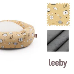 Leeby Cama Donut Antiderrapante com Estampado de Banda Desenhada Amarela para gatos