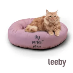 Leeby Cama Donut Antiderrapante Rosa para gatos