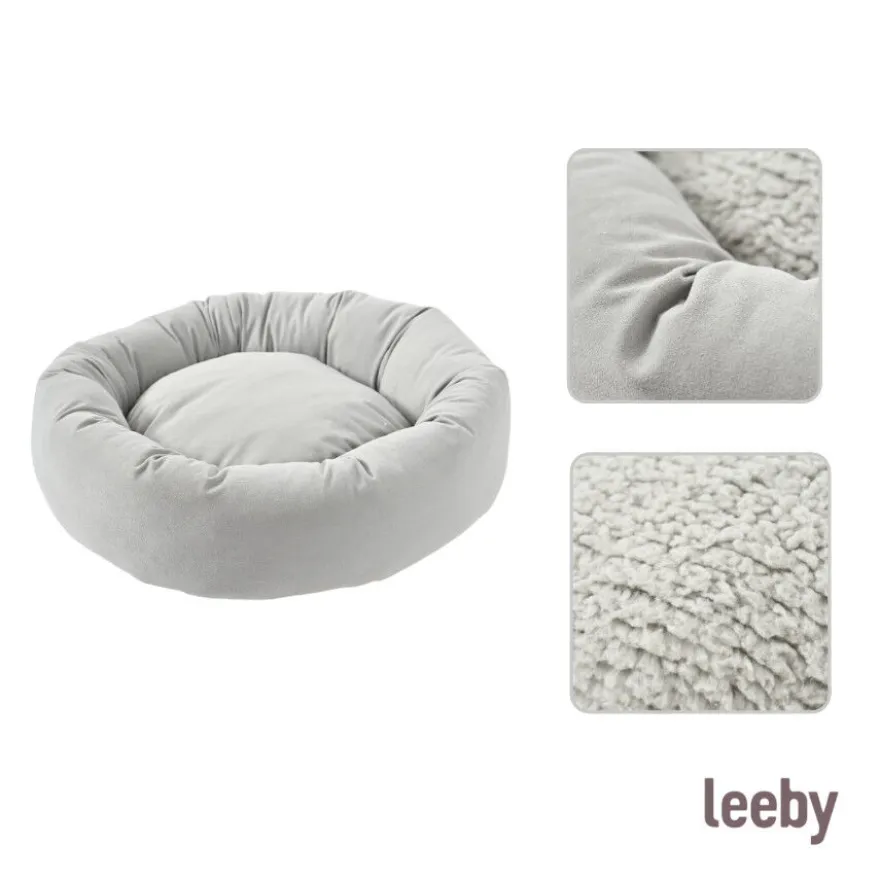 Leeby Cama donut cinzenta para gatos