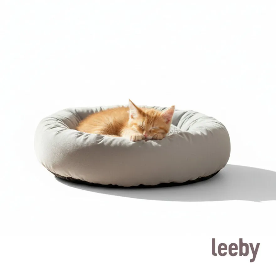 Leeby Cama donut cinzenta para gatos
