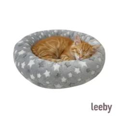 Leeby Cama donut estrela cinzenta para gatos