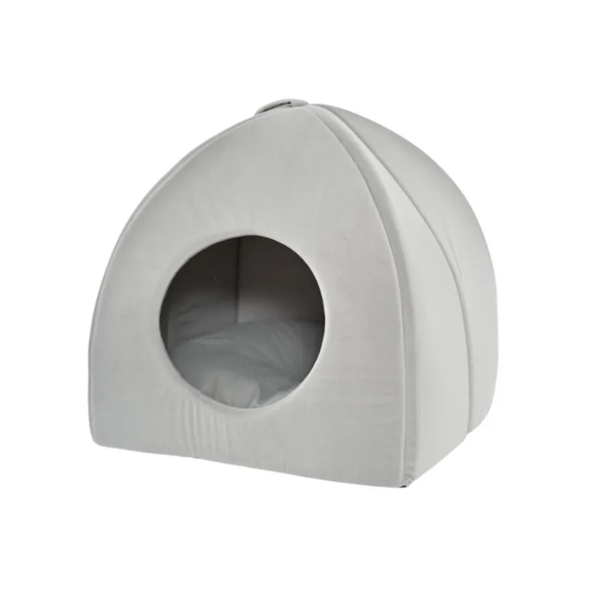 Leeby Cama iglú cinzenta para gatos