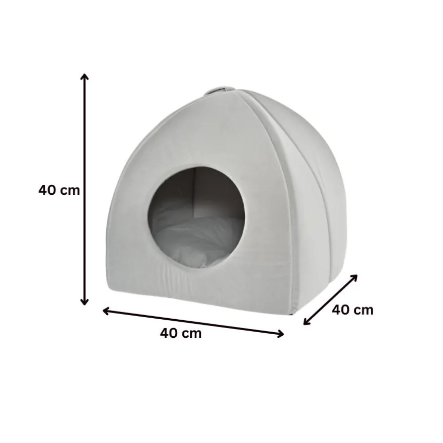 Leeby Cama iglú cinzenta para gatos