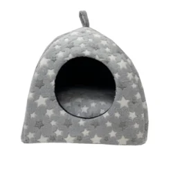 Leeby Cama iglú estrela cinzenta para gatos