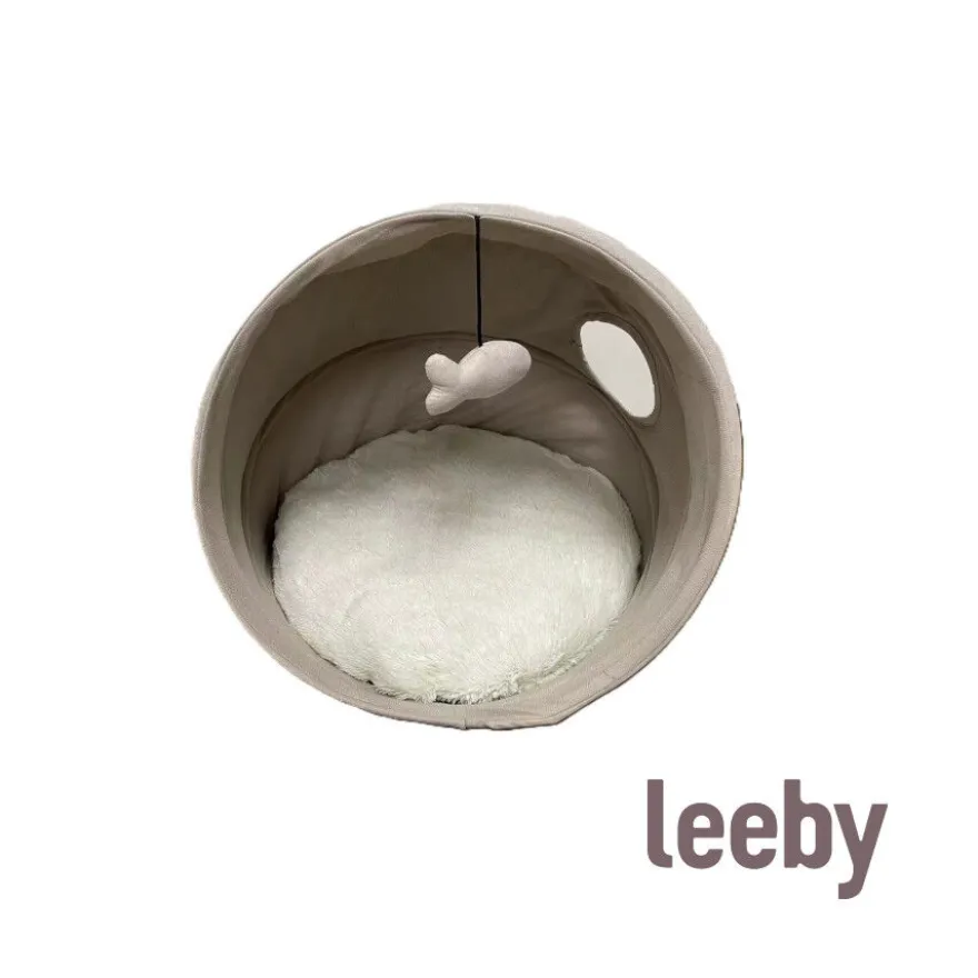 Leeby Cama igloo cinza para gatos