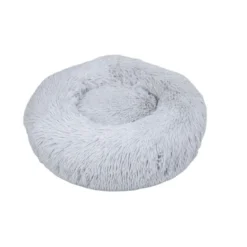 Leeby Cama Redonda Anti Stress de Pelo Cinzento para gatos