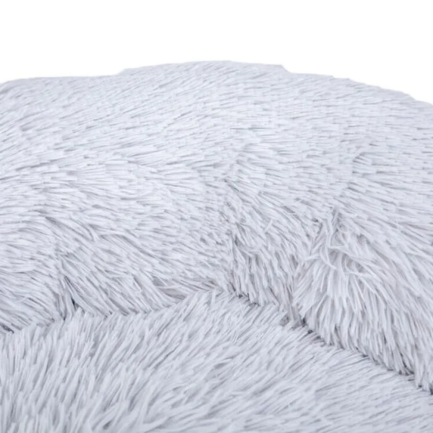Leeby Cama Redonda Anti Stress de Pelo Cinzento para gatos