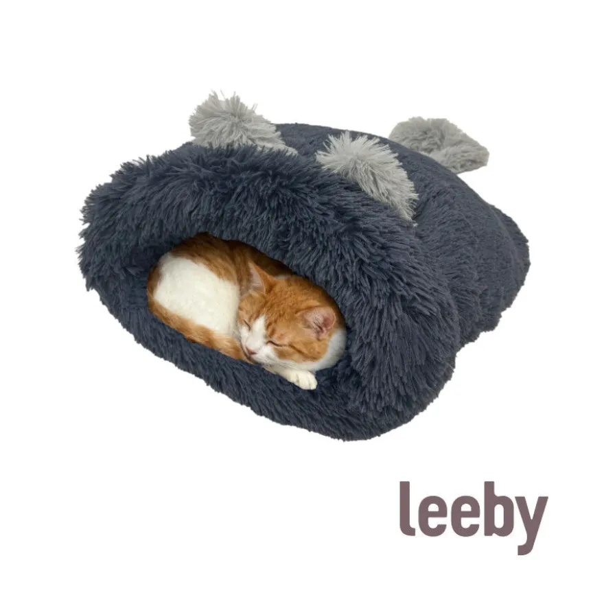 Leeby Cama Saco com Orelha e Cauda Cinzento para gatos