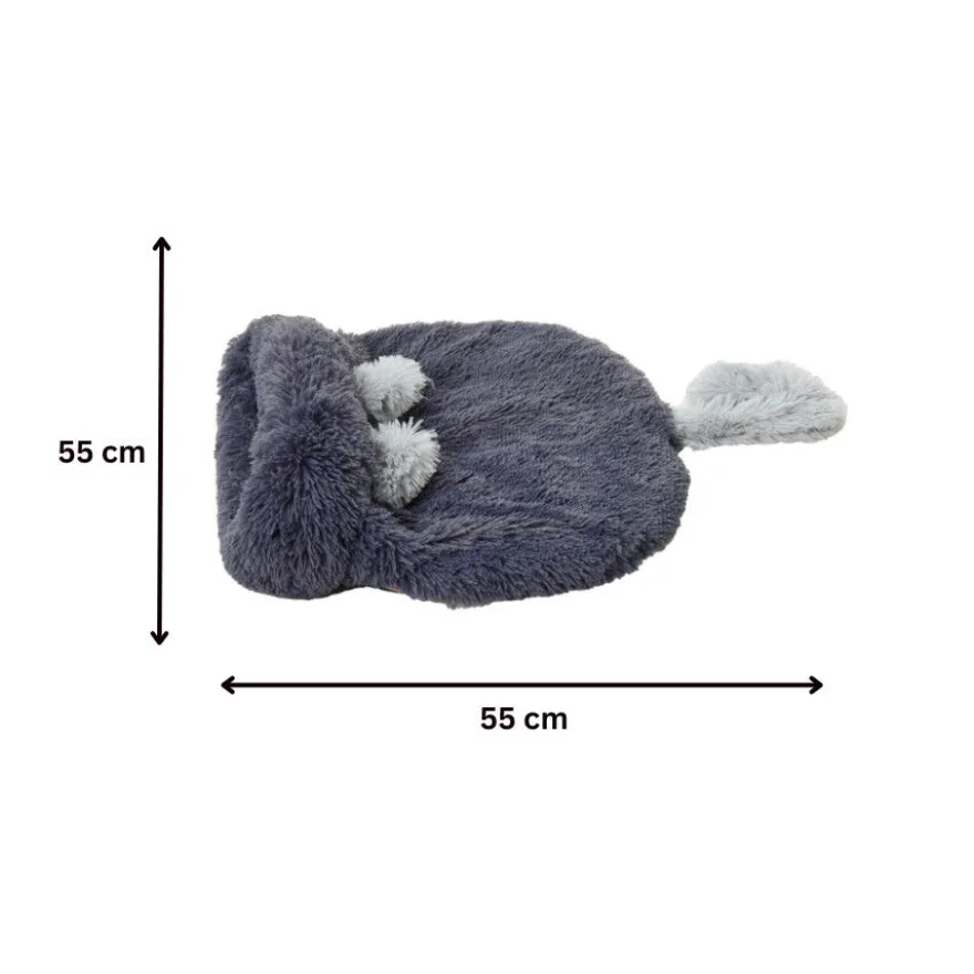 Leeby Cama Saco com Orelha e Cauda Cinzento para gatos