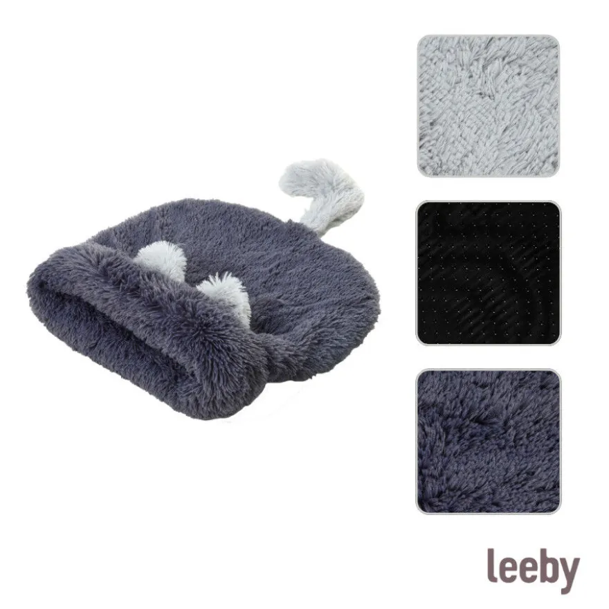 Leeby Cama Saco com Orelha e Cauda Cinzento para gatos