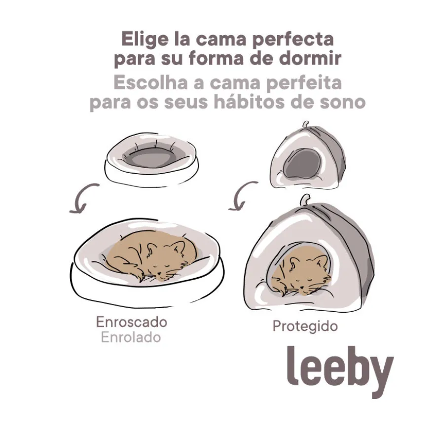 Leeby Cama Saco com Orelha e Cauda Cinzento para gatos
